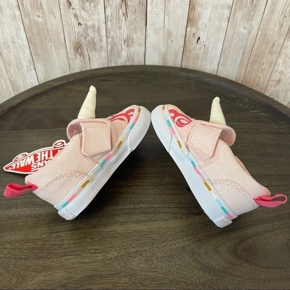 Vans Asher V Slip-On Pink Unicorn Sneaker Size 4.5 Toddler‎